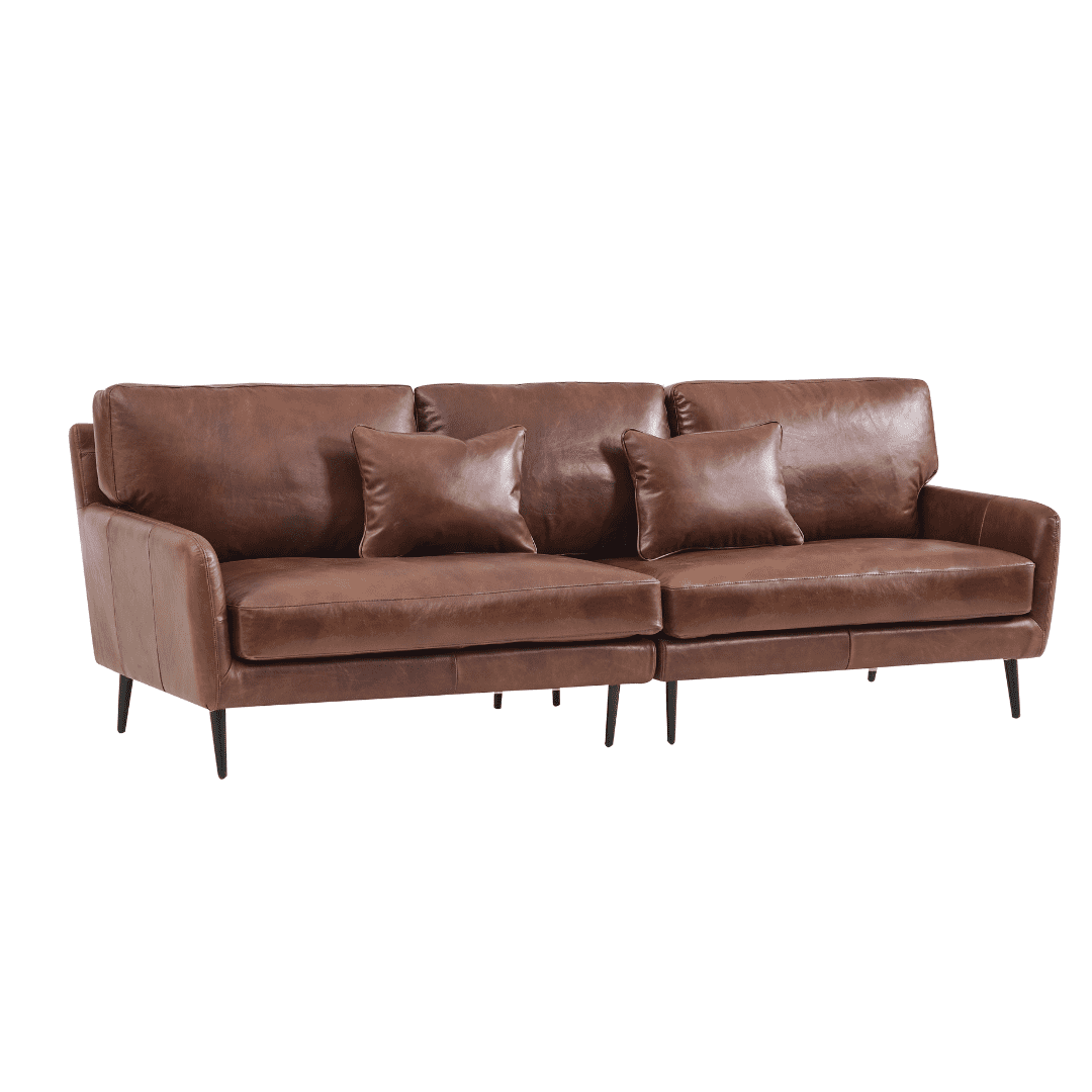 ספה מודרנית מעור בצבע חום סיגריגר