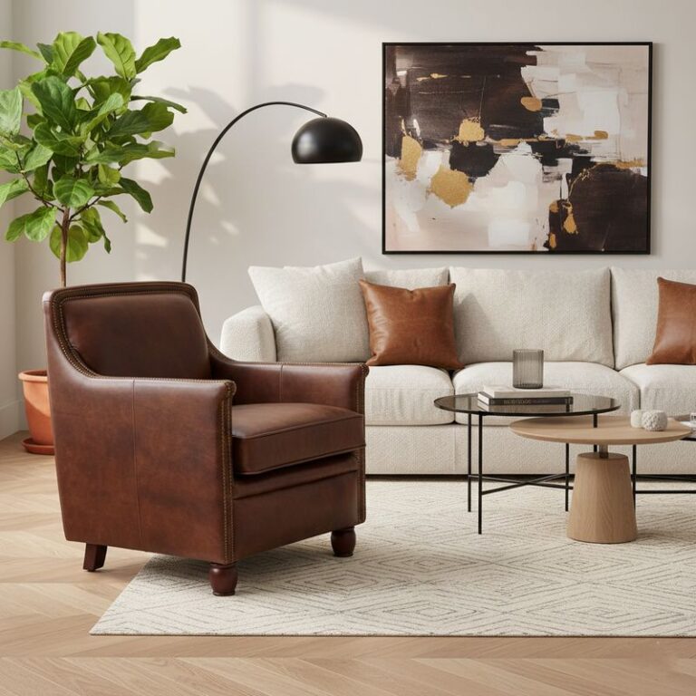 כורסת עור בסלון מודרני